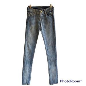 TAYLOR WOMENS SKINNY JEANS LOW RISE DISTRESSED